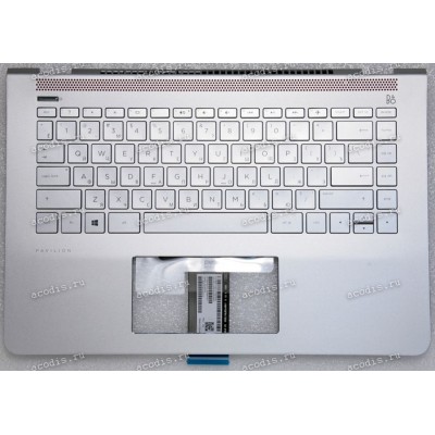Keyboard HP Pavilion 14-BK, и, возможно 14-BP серебристая в серебристом топкейсе русифицированная (930257-251, 920824-B31, HPM16L93SU6920, CNYAEG717001107420KMN, HPM16L8, 938610-251, 3FG71TSTP00) +Topcase original HP Top Cover Esr W Kb Isk Std Tp