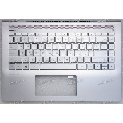 Keyboard HP Pavilion Pro 14-bf серебристая в серебристом топкейсе русифицированная (933314-251, AM22R000400, 71NFK132087, AM22R000310, 2B-AB216C200, PK1322R3A05) +Topcase original HP Top Cover Sgd W Kb Isk Tp Russ