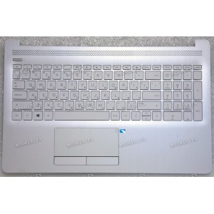Keyboard HP 250 G7, 255 G7 15-DA, 15-DB, 15-DR, 15G-DR, 15T-DA, 15T-DB, 15Z-DA, 15Z-DB серебристая в серебристом топкейсе русифицированная (L24639-251, L20388-251, AM29M000100, V162602WS1, PK1329I5B05, 920-003388-02, TM-03320-003) +Topcase original HP Top