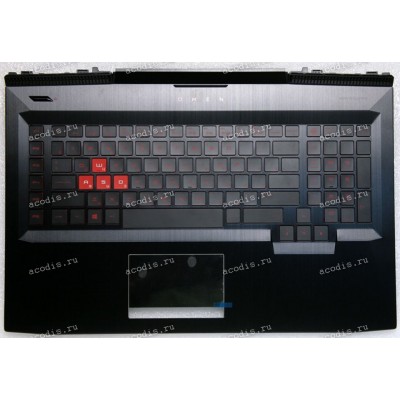 Keyboard HP Omen 17-an040ur, 17-AN120NR, 17-an145ur, 17-an198ms, 17T-AN чёрная с красным в чёрном топкейсе с подсветкой русифицированная (931688-251, GHN46G3BTATP70113AD10470, TM-03385-001, 920-003493-01, DFEAEG3B700010805N0EE, 9Z.NEBBQ.00R, NSK-XH0BQ) +T