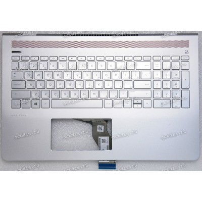 Keyboard HP Pavilion 15-CC, 15-CD серебристая в серебристом топкейсе с подсветкой русифицированная (928507-251, TFQ37G74TPB03AKD013, SP5CD80343WH, 46G74TATP90TEEP, 920019-251, CNYAEG747010108010KNK, HPM16M73SUJ920) +Topcase original HP Top Cover Esr W Kb 