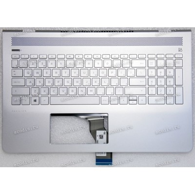 Keyboard HP Pavilion 15-CC (15-cc100 through 15-cc199 and 15-cc600 through 15-cc699,  15-cc500 through 15-cc599 and 15-cc700 through 15-cc799) серебристая в серебристом топкейсе голубая решётка русифицированная (929866-251, 929866-251, TFQ37G76TP003AKD272