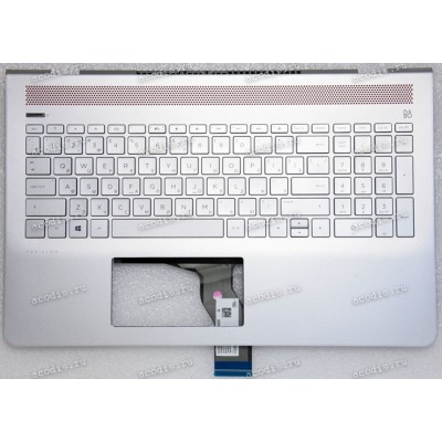 Keyboard HP Pavilion 15-CC (15-cc100 through 15-cc199 and 15-cc600 through 15-cc699,  15-cc500 through 15-cc599 and 15-cc700 through 15-cc799) серебристая в серебристом топкейсе красная  решётка русифицированная (929868-251, TFQ37G76TP503AKD236, GHN46G76T