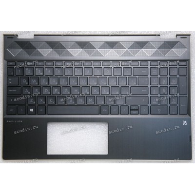 Keyboard HP Pavilion x360 15-cr, 15t-cr, 15-CR0081CL серебристая в серебристом топкейсе с подсветкой русифицированная (L20851-251, L22453-251, 46M.0EHCS.0096, 46M0EHCS0096, 8CG832000C, 4600EH0D0002, L12731-251, NSK-XN5BW, 9Z.NEZBW.50R, 490.0EH07.010R, ) +