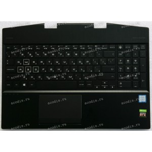 Keyboard HP Omen 5 Air 15-dh TPN-C143 чёрная матовая русифицированная с подсветкой (SPS - L57320-001, AM2JZ000710, AM2JZ000430, PK37B00SV00-TIC2, 9Z.NF3BC.20R, PK132JZ1B05, L50880-251)+Topcase