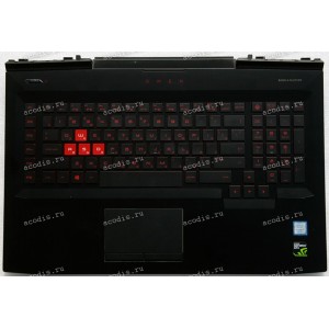 Keyboard HP Omen 17-an, 17-AN012DX чёрная матовая русифицированная с подсветкой (931690-251, 931690-DH1, GHN46G3BTATP403, 3YG3BKA0120, TM-03385-001, 920-003493-01, DFEAEG3B700010809N0SK, 9Z.NEBBQ.00R, NSK-XH0BQ)+Topcase