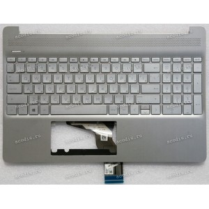 Keyboard HP 15-ef, 15-dy, 15-dw, 15s-eq, 15s-eq004ur, 15s-fq серебристая в серебристом топкейсе русифицированная (M17184-251, L60341-251, 0P5, HPM16M6, AE0P5700120, 4D0P5TSTP00, SP5CD11226Q, L63578-251, TFQ EA0P500601A, BRP4D0P5TSTP00)+Topcase HP TOP COVE
