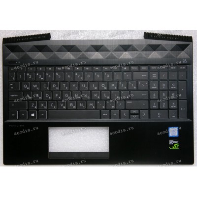Keyboard HP Pavilion Gaming 15-CX чёрная матовая, русифицированная c подсветкой (AM28B000E00, AM28B000800, AM28B000810, AP28B000400, AM28B000300, V162602NS1, PK1328B3A05,  PK1328B2D05, PK1328B2B05, 7J19A0, 2B-BBQ16C24B, L20671-251, L21862-251)+Topcase