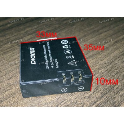 АКБ Digma DiCam DC520 (DC-L1, 3,7v, 34,7*33,0*10,3 мм, 900mAh) SP13452 взаимозаменяем с #29439 SP16353 и SP22168 и с #25979 SP12118