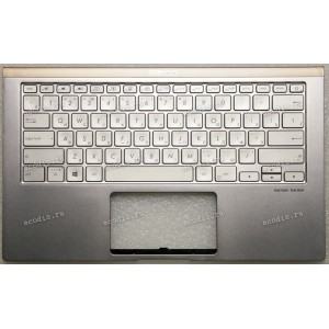 Keyboard Asus UX433FN-2S  серебристый металлик, русифицированная (90NB0JQ4-R31RU0, 13N1-60431, 9Z.NFKLN.1011) + Topcase