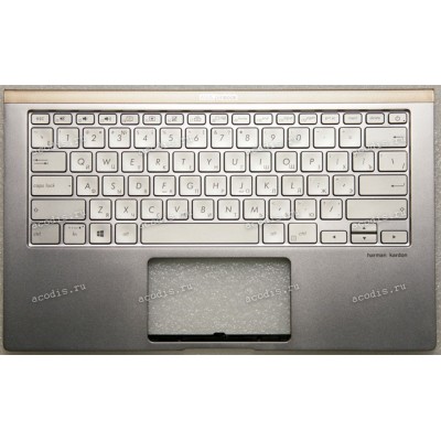 Keyboard Asus UX433FN-2S  серебристый металлик, русифицированная (90NB0JQ4-R31RU0, 13N1-60431, 9Z.NFKLN.1011) + Topcase