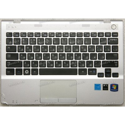 Keyboard Samsung NP305U1A + topcase (p/n: BA75-03302C, BA75-03558C) (Black-Silver/Matte/RUO) чёрная в серебристом топк