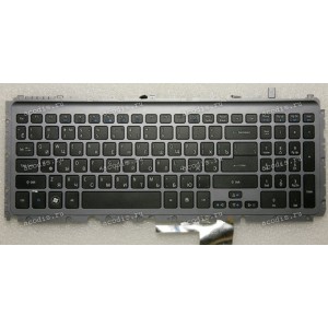 Keyboard Acer Aspire M3-581TG чёрная матовая на сером, русифицированная (MP-11F53SU-528, 0KN0-762RU12121)