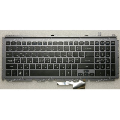Keyboard Acer Aspire M3-581TG чёрная матовая на сером, русифицированная (MP-11F53SU-528, 0KN0-762RU12121)