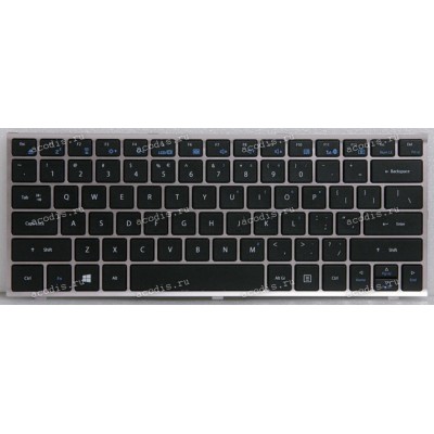 Keyboard Gigabyte U2142 русифицированная чёрная матовая на серебристой подложке (YH-AZ12ED34, YH-AZ12ED01, 2Z703-US142-Y11S)