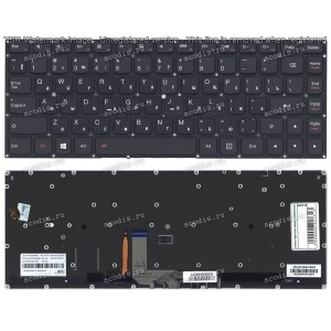 Keyboard Lenovo 900-13ISK, 900-13ISK2, 900S-13ISK2, Yoga 4 Pro, Yoga 900 с подсветкой (SN20H56001, PK130YV3A07, LCM15A5, VB-056071, 102-015A5LHD01) (Black/Matte/RUO) чёрная матовая русифицированная 