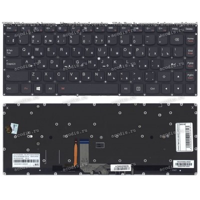 Keyboard Lenovo 900-13ISK, 900-13ISK2, 900S-13ISK2, Yoga 4 Pro, Yoga 900 с подсветкой (SN20H56001, PK130YV3A07, LCM15A5, VB-056071, 102-015A5LHD01) (Black/Matte/RUO) чёрная матовая русифицированная 