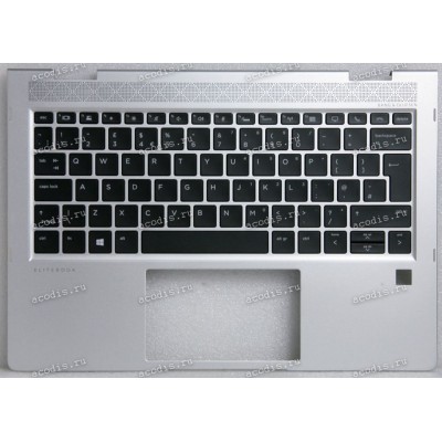 Keyboard HP EliteBook x360 830 G5, 830 G6 (L56442-251, L56443-251, 6070B1522901, 6070B1522902, SN9180BL SG-98000-XAA, 6037B0153122, L40527-251, V181726AK1, 6037B01152903, L40528-031) русифицированная чёрная матовая в серебристом топкейсе с подсветкой