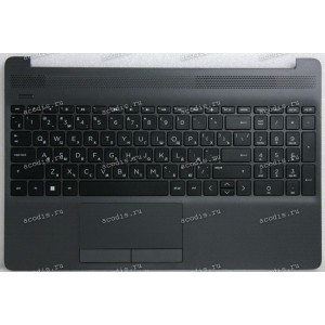 Keyboard HP 250 G8, 255 G8 (M31099-251, 7H21C0, 71NHH732021, M34617-251, AM2H8000100-KFC1, AP2H8000E60, 2H-ABKRUC23211, PK132H74A05, SB550A-73H3, 2H2019-01330I) русифицированная чёрная матовая в тёмно-серебристом топкейсе HPI SPS-TOP COVER DAS W/KBD JTB R