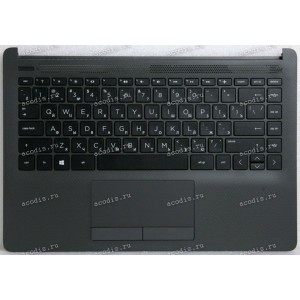 Keyboard HP 240 G8, HP 245 G8 (M23367-251, 6070B1751305, 6037B0155522, L89035-251, HPM16L93SU39302, HPM16L9, 2H1719-052330F, SB550A-73H1) русифицированная чёрная матовая в тёмно-серебристом топкейсе SPS-TOPCOVER W/KB JTB ISK STD TP RUSS