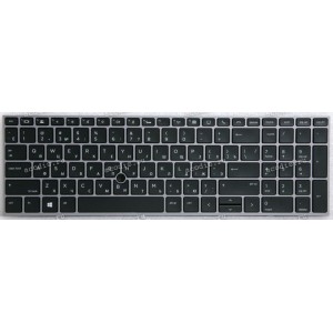 Keyboard HP ZBook 15 G5, 15 G6, 17 G5, 17 G6 (L29635-251, L12765-251, CNYAEXW27011109030KK7, HPM17H63SUJ920) русифицированная чёрная матовая в серебристой рамке с подсветкой