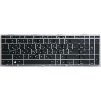 Keyboard HP ZBook 15 G5, 15 G6, 17 G5, 17 G6 (L29635-251, L12765-251, CNYAEXW27011109030KK7, HPM17H63SUJ920) русифицированная чёрная матовая в серебристой рамке с подсветкой
