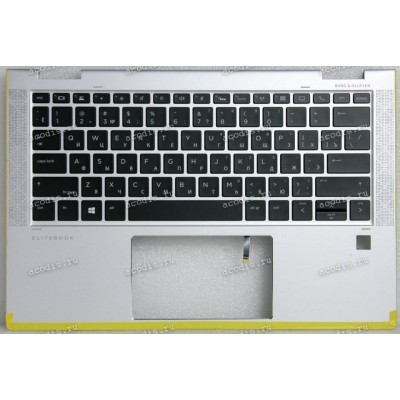 Keyboard HP EliteBook x360 1030 G4 (L70777-251, PMXAEY0P701010025--19, 2B-BB916Q110, )+Topcase чёрная матовая в серебристом топкейсе русифицированная с подсветкой HPI SPS-TOPCOVER W/KYBD BL PVCY RUSS