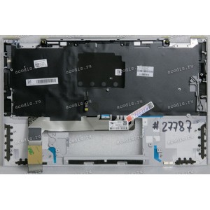 Keyboard HP EliteBook x360 1040 G7, 1040 G8 WWAN (M16932-251, M16933-251, M17469-251, 7H20A0, 71NJ7232118, PK132VG2A05, SG-A2270-XAA, HPM19K13SUJ6981, PK132VG1B05)+Topcase чёрная матовая в серебристом топкейсе русифицированная с подсветкой TOP CVR W/KEYBO