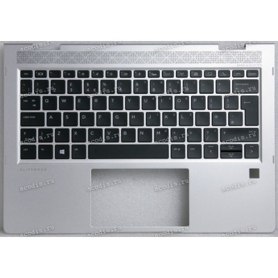Keyboard HP EliteBook x360 830 G5, 830 G6 (L56442-031, 6070B0153103, L40527-031, 6070B1522901, 6070B1522902, SN9180BL SG-98000-XAA, 6037B0153122, V181726AK1, 6037B01152903, L40528-031) НЕсифицированная чёрная матовая в серебристом топкейсе с подсветкой