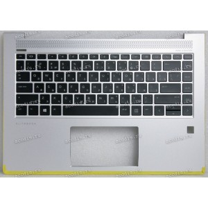 Keyboard HP EliteBook 1040 G4 (L02267-251, PMXAEY0G700020140000L, 2B-BAZ16Q100)+Topcase чёрная матовая в серебристом топкейсе русифицированная с подсветкой