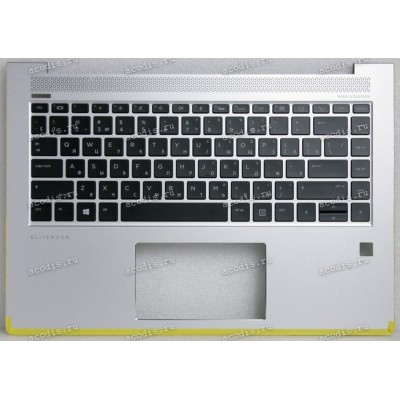 Keyboard HP EliteBook 1040 G4 (L02267-251, PMXAEY0G700020140000L, 2B-BAZ16Q100)+Topcase чёрная матовая в серебристом топкейсе русифицированная с подсветкой