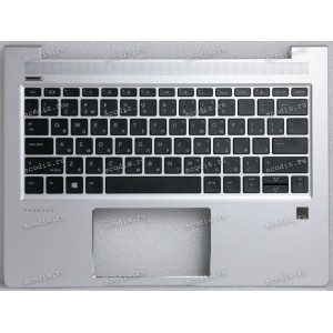Keyboard HP ProBook 430 G6, 430 G7 (L44548-251, 2B-ABT16Q1100, 4BX8ITATP00, BHTAC3AF7F500X, BYS20210410, DD2151, HB2161, SP5CD121S026)+Topcase чёрная матовая в серебристом топкейсе русифицированная БЕЗ подсветки
