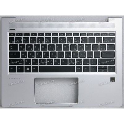 Keyboard HP ProBook 430 G6, 430 G7 (L44548-251, 2B-ABT16Q1100, 4BX8ITATP00, BHTAC3AF7F500X, BYS20210410, DD2151, HB2161, SP5CD121S026)+Topcase чёрная матовая в серебристом топкейсе русифицированная БЕЗ подсветки