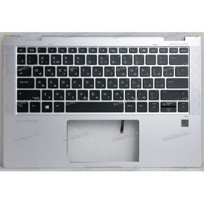 Keyboard HP EliteBook x360 1030 G3 (L31882-251, L31883-251, L31082-251, L31083-251, JTE 45Y0PTATP00, PMXAEY0P7010100390022, 2B-BB916Q110, CNYAEY0P70011093110NG, HPM16A63SUJ920, L10857-251, )+Topcase чёрная матовая в серебристом топкейсе русифицированная с