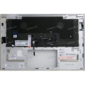 Keyboard HP EliteBook x360 1030 G3 (L31882-251, L31883-251, L31082-251, L31083-251, JTE 45Y0PTATP00, PMXAEY0P7010100390022, 2B-BB916Q110, CNYAEY0P70011093110NG, HPM16A63SUJ920, L10857-251, )+Topcase чёрная матовая в серебристом топкейсе русифицированная с