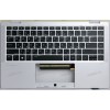 Keyboard HP EliteBook x360 1040 G7, 1040 G8 (M16931-251, M16930-251, 7H2160, 71NJ7232083, M17468-251, HPM19K13SUJ6981, PK132VG1B05, PK132VG2A05, SG-A2270-XAA)+Topcase чёрная матовая в серебристом топкейсе русифицированная с подсветкой SPS-TOP CVR W/KB BL 