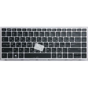 Keyboard HP EliteBook 740 G5, 740 G6, 745 G5, 745 G6, 840 G5, 940 G6 (L14378-251, SN9172BL2, SG-90410-XAA, L11308-251, 6037B0138522) чёрная матовая в серебристой рамке русифицированная с подсветкой
