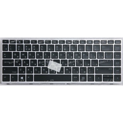 Keyboard HP EliteBook 740 G5, 740 G6, 745 G5, 745 G6, 840 G5, 940 G6 (L14378-251, SN9172BL2, SG-90410-XAA, L11308-251, 6037B0138522) чёрная матовая в серебристой рамке русифицированная с подсветкой