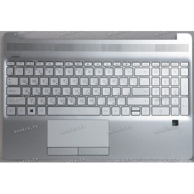 Keyboard HP 250 G8, 255 G8 (M31099-251, 7H21C0, 71NHH732021, M34617-251, AM2H8000100-KFC1, AP2H8000E60, 2H-ABKRUC23211, PK132H74A05, SB550A-73H3, 2H2019-01330I) русифицированная серебристая матовая в серебристом топкейсе HPI SPS-TOP COVER DAS W/KBD JTB RU