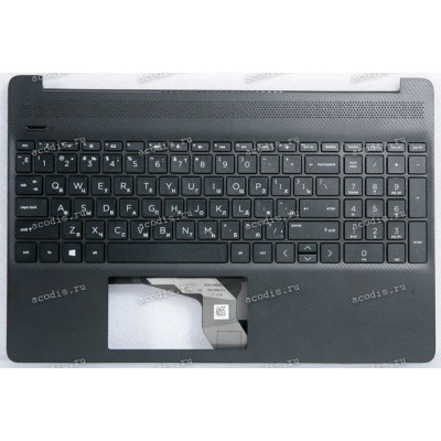 Keyboard HP 15-ef, 15-dy, 15-dw, 15s-eq, 15s-eq004ur, 15s-fq чёрная в тёмно-сером топкейсе русифицированная (L91269-251, EA0P5009050, KTA 4D0P5TSTP00, PMXAE0P5700240, 2H-AB3RUQ13211, DD2031, EA0P500905A, L87771-251, SP5CD01223YR) +Topcase 