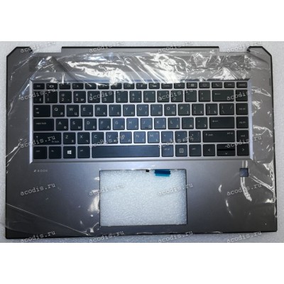 Keyboard HP Zbook Studio x360 G5, G6 (L34210-251, L35322-251, SG-91600-XXA, SN6173BL, SIKA EXW170010912003C) русифицированная чёрная матовая в тёмно-серебристом топкейсе с подсветкой