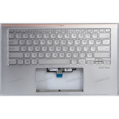 Keyboard Asus UX434FL-2S серебристая русифицированная (90NB0MP6-R31RU0, 13N1-94A0A11)+Topcase