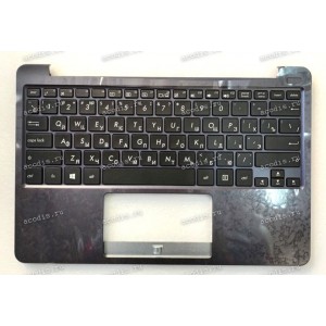Keyboard Asus E203MA-1B чёрная матовая на сером, русифицированная (90NB0J02-R31RU0, 39XKCTCJN10, 0KNL0-1101RU00)+Topcase