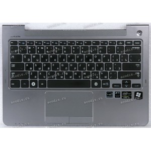 Keyboard Samsung NP530U3C-A02RU чёрная в тёмносеребристом топкейсе русифицированная (BA75-04042M, CNBA5903381A, BA59-03381A)+Topcase