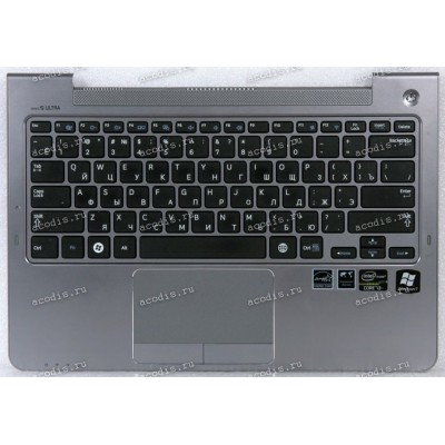 Keyboard Samsung NP530U3C-A02RU чёрная в тёмносеребристом топкейсе русифицированная (BA75-04042M, CNBA5903381A, BA59-03381A)+Topcase