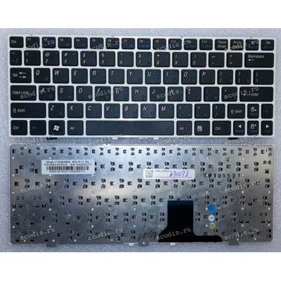 Keyboard Asus eeePC 1000, 1000H, 1000HE, 1000HA, 1000HD (Black-White/Matte/RUO) чёрная матовая с белой рамкой