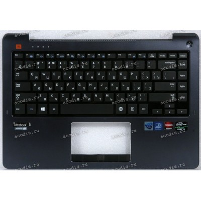 Keyboard Sаmsung NР530U4Е, NР540U4E чёрная на тёмно-синем, русифицированная (BА75-04645C, ВА59-03675C, CNВА5903675C)+Topcase 