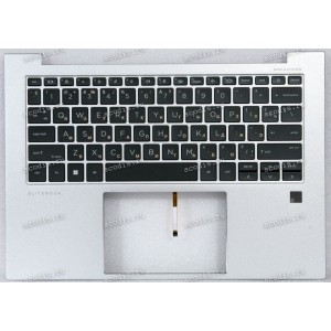 Keyboard HP EliteBook 840 G9, G10, 845 G9, G10 (М93405-251, N09058-251, N55235-001, N45442-251, N55235-251, N09058-001, N09059-B31, N09059-001, N45443-B31, 6070B2190301, 230514 D19, PCABSFR576e, 6051B1498101) чёрная матовая в серебристой рамке русифициров