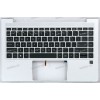 Keyboard HP ProBook 440 G8, G9, G10, 445 G8, G9, G10 (M23769-251)+Topcase чёрная матовая в серебристом топкейсе английская С подсветкой