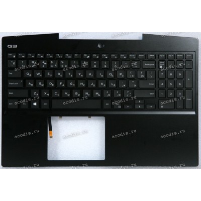 Keyboard Dell G3 15-3590, G315-1574, G315-6527, G3 3590-15 чёрная в чёрном топкейсе с подсветкой (CN-0P0NG7-YUS00-14T-3286-A00, WSSE5-BWU01-001C0, 460.0H703.0022, CN-0N4JVD-WSC00-22N-001O-A00, 38659916, 46M.0H7CS.0033, CN-0W2VM0-18566-15O-039T-A00, CN-0GG